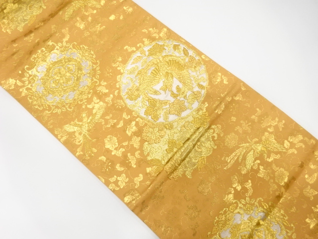 鏡裏に鳳凰・唐花模様織り出し袋帯